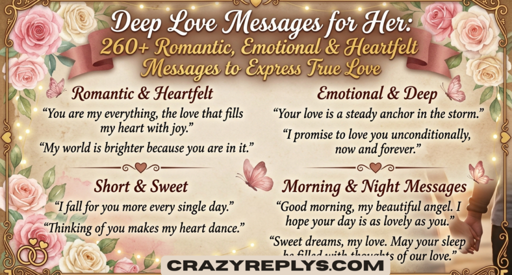 Deep Love Messages for Her: 260+ Romantic, Emotional & Heartfelt Messages to Express True Love