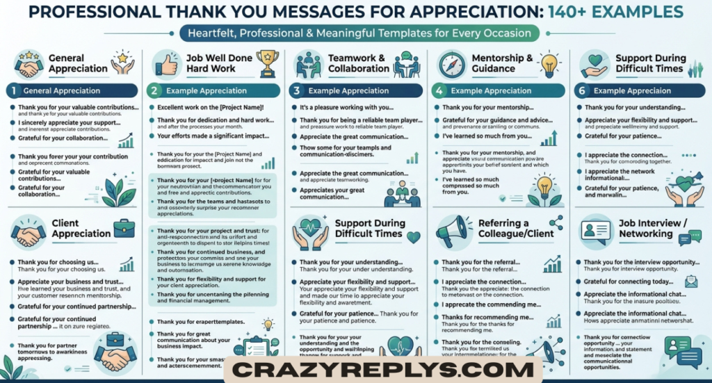 Professional Thank You Messages for Appreciation: 140+ Heartfelt, Professional & Meaningful Examples for Every Occasion