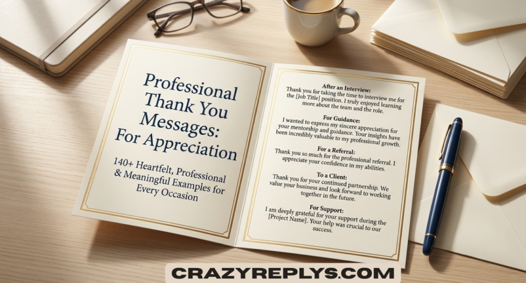 Professional Thank You Messages for Appreciation: 140+ Heartfelt, Professional & Meaningful Examples for Every Occasion
