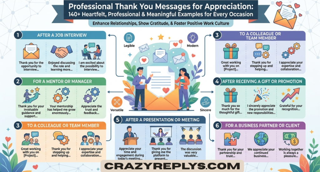 Professional Thank You Messages for Appreciation: 140+ Heartfelt, Professional & Meaningful Examples for Every Occasion