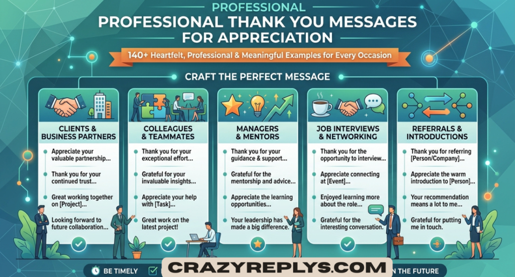 Professional Thank You Messages for Appreciation: 140+ Heartfelt, Professional & Meaningful Examples for Every Occasion
