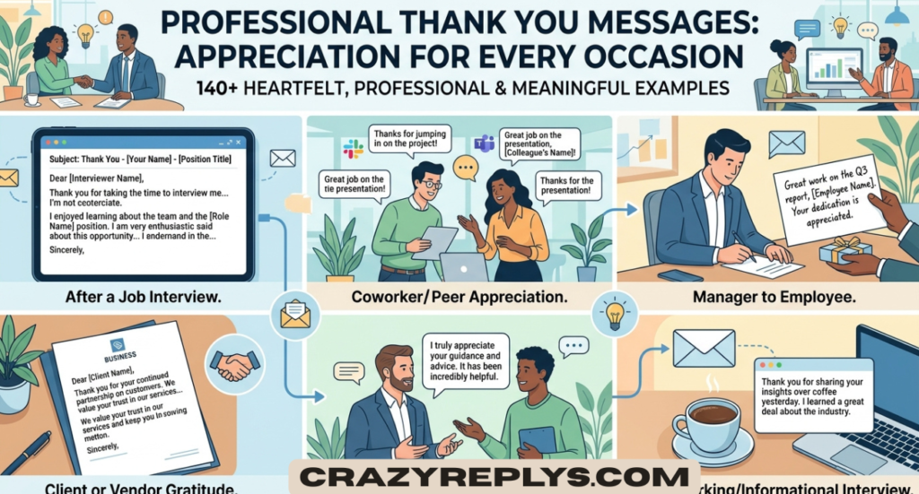 Professional Thank You Messages for Appreciation: 140+ Heartfelt, Professional & Meaningful Examples for Every Occasion
