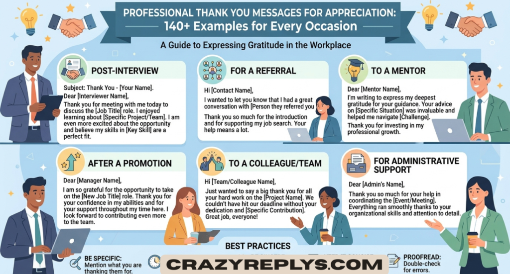 Professional Thank You Messages for Appreciation: 140+ Heartfelt, Professional & Meaningful Examples for Every Occasion